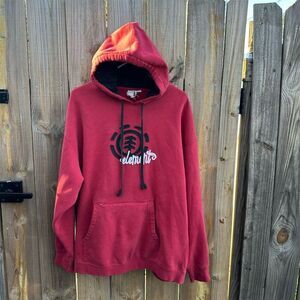 Element Men's Vintage Red Pullover Hoodie Size XL Skateboarding Y2K
